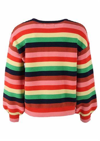 Fin farverig stribet sweater med 3D hæklet effekt fra Danefæ